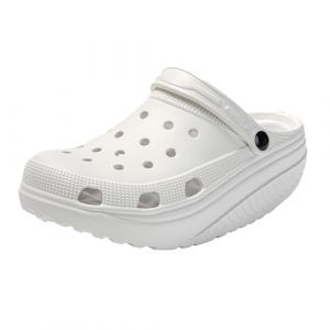 JOMIX Sabots Femme d'été Sandales Orthopédiques Femme avec Bascule Semelle en Caoutchouc pour Sanitaire Hôpital Cuisine (Blanc, 36-37) (JOMIX EUROPE, neuf)