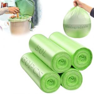 TXXATX 50L Sacs Poubelle Biodégradables 60 Pièces Sac Poubelle Compostable 50L Sac Biodegradable Compostable 60x80 cm pour Salle de Bain Cuisine Bureau Jardin Alimentaires Animaux Déchets (JiaFangTrading, neuf)