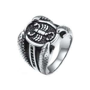 Joievievie Bague Chevali&egrave;re Scorpion Vintage Couleur Argent Poli Biker Bijoux Homme Taille 59 (Joielavie, neuf)