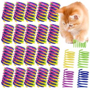 XUHN Ressort Jouet Chat 100 Pièces Jouet à Ressort pour Chat, Printemps Jouet de Chat en Plastique, Coloré Jouet Ressort pour Chat (XUHN, neuf)