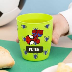 Wanapix | Gobelet en Plastique pour Enfants | Gobelet Personnalis&eacute; avec Nom |Verre Plastique Incassable Personnalis&eacute; |Coll&egrave;ge/P&eacute;pini&egrave;re/Maternelle | Sans BPA | Mug Enfant | 300 ml | Spider Hero (Wanapix, neuf)