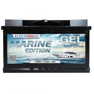 Electronicx Batterie Gel de Service 12V 110Ah / 110 Ah &Eacute;dition Marine &ndash; Technologie Gel,p&ocirc;le Positif &agrave; Droite, Batterie &agrave; d&eacute;charge Lente pour Bateau, Solaire, Camping-Car, Van, photovolta&iuml;que, Yacht (Electronicx, neuf)