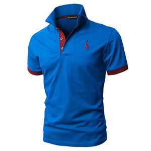 KUNJLELP Polo &agrave; Manches Courtes pour Hommes Broderie de la Girafe T-Shirt d'&eacute;t&eacute; Uniformes,A-Bleu,XL (Chuanghui-EU, neuf)