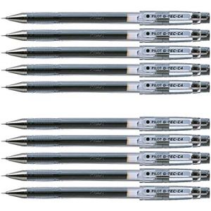 Pilot G-Tec C4 Lot de 10 stylos roller à encre gel Noir 0,4 mm (allpremio, neuf)