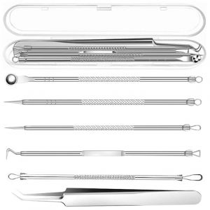 Tire Comedon Aspirateur Point Noir Extracteur, 6 Pièces Extracteur Point Noir, Perce Bouton Pince Point Noir Extracteur Visage Blackhead Remover Aspirateur Visage Acier inoxydable Set (Rayconup, neuf)