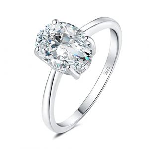 JewelryPalace 2ct Classique Cubic Zirconia Bague Ovale Solitaire Pierre Argent Massif 925 Femme, Diamant Simulé Bague Argent Fiançailles Mariage Promise Alliance, Ensemble Parure Bijoux Femme Mariee (jewelrypalace, neuf)