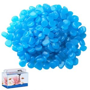 300 Pcs Pierre Lumineuse Cailloux, Cailloux Decoratif Aquarium, Galet Decoratif Jardin Exterieur pour Extérieur Jardin Aquarium Galets Lumineux Qui Brillent Dans Noir,Gravier Bleues pour Les Allées (XingFanChenYou, neuf)
