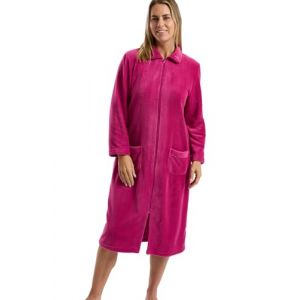Marlon Ramona Robe de chambre confortable en polaire corail pour femme - Robe douce et chaude avec fermeture &agrave; boutons ou &agrave; glissi&egrave;re, col Claudine et poches, Framboise avec fermeture, 40-42 (Undercover Hosiery & Lingerie, neuf)