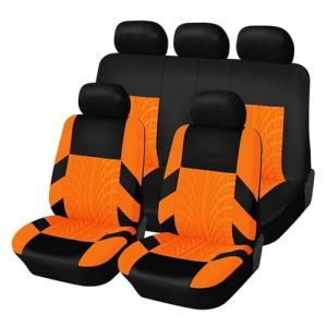 Ashild Housses Si&egrave;ge Voiture pour Dacia Sandero Stepway 3.GEN 2.Gen 2012-2025, 5 Places Ensembles de Housse de Siege Tissu Couvre Sieges Coussin Universel Protection,G/Orange (玉迪迪, neuf)