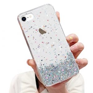LCHULLE Coque Compatible avec iPhone 7/8/SE2020/2022 Femme Fille Paillettes Silicone Antichohc Transparente Brilliante Glitter Case Coque pour iPhone 7/8/SE2020/2022 Transparent (ukbai, neuf)