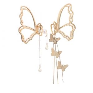 Homoyoyo Lot De 2 Pinces &agrave; Cheveux En M&eacute;tal Avec Pompon Et D&eacute;coration Perl&eacute;e, Taille Moyenne, Pour Femmes Et Filles, Accessoires Coiffure Quotidiens Et Occasions Sp&eacute;ciales (HuanYH, neuf)