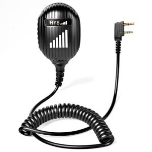 HYS Microphone portatif sans fil | Connecteur 2 broches avec clip r&eacute;glable | Microphone de haut-parleur compatible avec les radios Baofeng UV-5R 5RPLUS Quansheng Kenwood (BX023) (Two Way Radio Store, neuf)