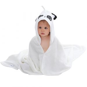 HAHASHOW Serviette de Bain &agrave; Capuche Bambou b&eacute;b&eacute;, Motif Animal, Grande Taille, Panda Blanc 75x75 cm (BabyHome Supply, neuf)