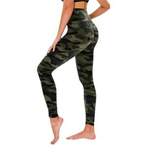 TNNZEET Leggings Sport pour Femme Taille Haute, Pantalon Yoga Femme Grandes Tailles pour Sport,Gym(Camouflage Vert Militaire,XXL) (Jilun, neuf)