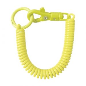 Hattba Porte-cl&eacute;s en spirale extensible, porte-cl&eacute;s r&eacute;tractable &agrave; ressort h&eacute;lico&iuml;dal, porte-cl&eacute;s en alliage, porte-cl&eacute;s color&eacute; pour sac &agrave; dos, jaune, 18cm (HongyiFushi, neuf)