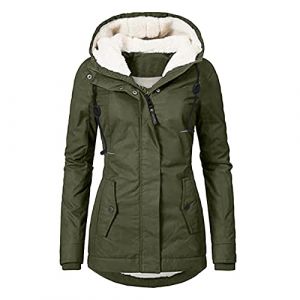 L9WEI Parka d'hiver mince pour femmes doubl&eacute; - Manteau d'hiver chaud - Veste d'hiver avec capuche - Parka &eacute;paisse - Veste d'ext&eacute;rieur pour femmes - Veste d'hiver l&eacute;g&egrave;re pour l'ext&eacute;rieur, Vert arm&eacute;e (zhilirongxiang, neuf)