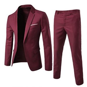 Costume 2 pi&egrave;ces pour homme - Coupe ajust&eacute;e - Style d&eacute;contract&eacute; - Veste &agrave; boutons - Blazer et pantalon - &Eacute;l&eacute;gant smoking - Costume d'affaires et de mariage (Wtinfer ⭐⭐⭐⭐⭐ 5, neuf)