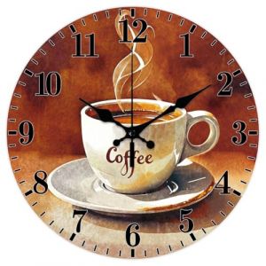 CHGCRAFT Horloge Murale Ronde &agrave; Motif Caf&eacute; de Style R&eacute;tro 12(5) cm sans Tic Tac Marron &agrave; Piles pour Chambre Salon Cuisine Bureau (CHGCRAFT FR, neuf)