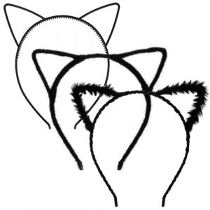 Serre T&ecirc;te Oreille de Chat, 3pcs Bandeau Oreilles de Chat, Serre T&ecirc;te Oreille de Chat Noir, Bandeau Chat Femme, Convient aux Filles pour F&ecirc;te Cosplay, Carnaval, Halloween(3Noir) (xiongweiyeah, neuf)