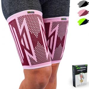 2 Pack Manchon de Compression Cuisse Homme et Femme - Maintien Cuisse pour Soulager Douleurs Ischio-Jambiers, Quadriceps et L'Aine, Tensions Musculaires, Crampes et Running - Respirant et Antidérapant (Feel Recovery, neuf)