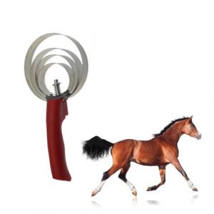 TOYANDONA Curry Comb Acier Inoxydable à Ressort Pour Cheval Brosse De Toilettage Ergonomique Avec Poignée Confortable Couleur Aléatoire (Y HEART, neuf)