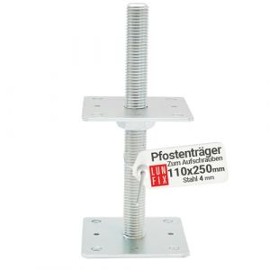 Support de poteau à visser - 110 x 110 x 250 mm - Réglable - Galvanisé à chaud - Hauteur réglable - Socle d'ancrage en béton - Pour poteaux de clôture (LUN FIX, neuf)