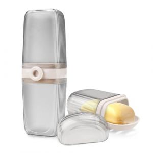 Roucerlin Petite Brosse &agrave; Dents en Plastique Voyage Cas Portable Savon de Voyage avec Couvercle Multi - Fonction Brosse &agrave; Dents Rangement pour Salle de Bain Camping &eacute;cole Affaires Gris (INCUISI, neuf)