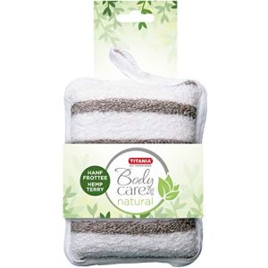 Titania &Eacute;ponge de massage de bain en chanvre et sisal Blanc et beige ray&eacute; carr&eacute; (paraprix, neuf)