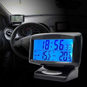 Thermom&egrave;tre d'horloge de voiture Baceyong, horloge num&eacute;rique et thermom&egrave;tre 2 en 1 avec affichage &agrave; LED, utilis&eacute; pour l'ameublement int&eacute;rieur et ext&eacute;rieur de la voiture (Baceyong, neuf)