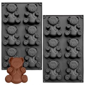 YXHZVON 2 Pi&egrave;ces Moule en Silicone Ourson 6 Cavit&eacute;s Noir, Moule &agrave; Chocolat Antiadh&eacute;sif pour Bonbons, Biscuits, Savons - Lavable, R&eacute;utilisable, Id&eacute;al pour Artisanat DIY (Yxhome, neuf)