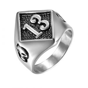 Lucky Number 13 Bague Biker Style Acier inoxydable Cr&acirc;ne Bagues Hommes Vintage Argent Or Bijoux Classique Mode Cadeau (HUAGUISKQZA, neuf)