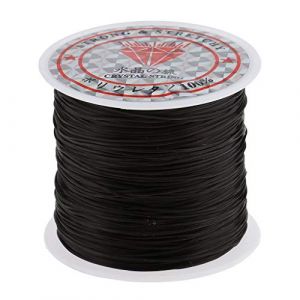 Inzopo 60m Diamètre 1mm Rouleau de Cordon/Cord Elastique en Polyester pour Tressage Cheveux/Perruque Fil pour Tresser Bracelet Bijoux Collier - DIY String - Solide et Durable - Noir Noir (HED-FR, neuf)