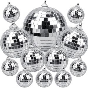 MytaYt 12 Pièces Boule à Facette 5 Tailles Disco Ball Boule a Facette Disco Décoration à Suspendre Miroir Boule Disco Boule Pailletée pour Disco Fever Années 70, Fête, Carnaval (Hongdz, neuf)