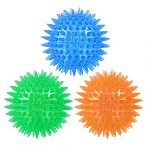 HDKAJL Lot de 3 Balles pour Chien, Balle Couinante pour Chien Jouet Chiot, Balle à Pique pour Chien, Balle Chien Indestructible, Jouet couineur pour Chien, Balle à Picots à mâcher pour Petits Chiens (KLKJQ, neuf)