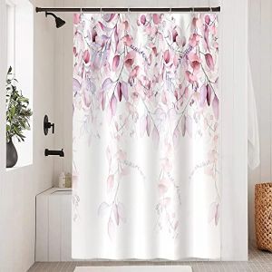 Uiiooazy Rideau Douche Anti Moisissure, Rideau de Douche 120x200cm Lavande Feuilles d'eucalyptus Rose Violet Rideaux de Baignoire Tissu Lavable Imperméable Rideaux Salle de Bain avec 8 Crochets (dongguibinjingpinxiaodianpu, neuf)