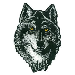Patche écusson loup wolf patch brodé thermocollant applique (Naga.Hitam, neuf)