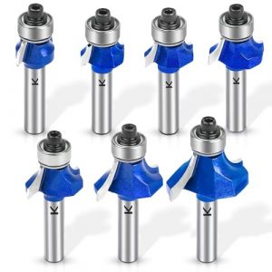 NICAVKIT Lot de 7 Fraises à Arrondir Standard Tige de 8 mm,Fraise Défonceuse à Bois 8 mm,Rayon 2-3-4-5-6-8-10 mm -Fraise Quart de Rond - Pour le travail du bois (NICAVKIT-FR, neuf)