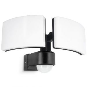 SSC-LUXon NORSU applique murale ext&eacute;rieure LED Up & Down double t&ecirc;te orientable noir | d&eacute;tecteur de mouvement & capteur cr&eacute;pusculaire | IP65 4000K 40W (SSC-LUXon, neuf)