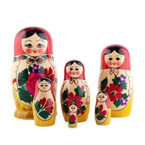 Heka Naturals Semyonov Poupées Gigognes | Set de 6 (13cm) Poupées Matriochka en Bois Naturel - Babouchka Décoration Intérieure, Jouets à Empiler en Bois Faits à la Main, Trieuse de Formes (Heka Naturals, neuf)