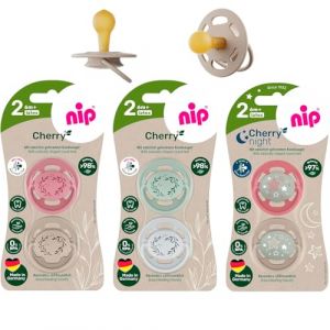 nip NIP Cherry & Cherry Night ensemble de sucettes 6 pièces (4 x sucettes Day + 2 x Night Girl mix) // Taille 2 // Latex naturel, 6 couleurs (babywaren24, neuf)