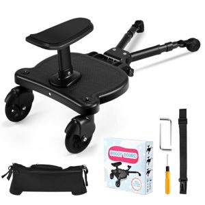 JoyCushy Planche Poussette Universelle,Skate Poussette Universelle avec sac, Portable Kiddy Boards avec Sangle de Suspension,Planches à Roulettes pour bébé pour Enfants de 2 à 6 Ans(25KG) (QQQ_c, neuf)