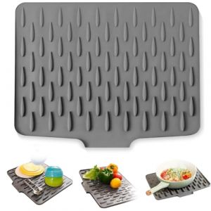 Organiseur &Eacute;vier en Silicone,Tapis Egouttoir Vaisselle Silicone, Tapis Vaisselle Egouttoir Absorbant Vaisselle Cuisine, pour &Eacute;vier de Cuisine, R&eacute;sistant &Agrave; la Chaleur et Antid&eacute;rapant (DINODANUBE TRADING, neuf)