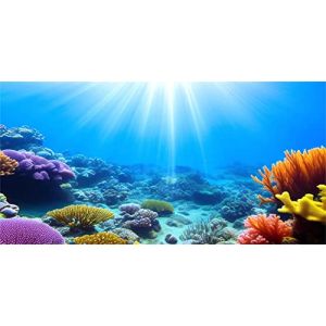 MIRRORANG 120x46cm Fond d'aquarium sous-Marin lumière du Soleil Bleu mer coloré récif de Corail Monde sous-Marin Affiche de réservoir de Poissons Toile de Fond (MIRRORANG Shop EU, neuf)