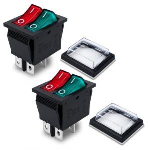 Innfeeltech 2 Mini interrupteur à bascule Rouge et vert kcd2-101 interrupteur à bascule à 4 broches avec 2 capuchons étanches (XINGZHI TECH, neuf)