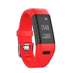 Yikamosi Compatible avec Garmin Vivosmart HR+ Bracelet,V&eacute;ritable silicone souple Watch Bracelet Stainless Steel Clasp Replacement Strap pour Vivosmart HR+(NO Vivosmart HR,Red) (Yikamosi, neuf)
