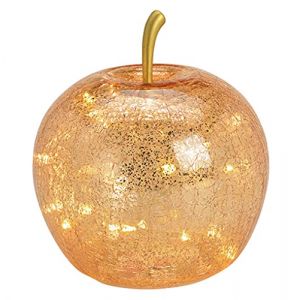 Wurm Lampe de table decorative en forme de pomme en verre dore avec guirlande lumineuse LED, 20 LED, doree, verre, transitionnelle, interieure, salle de sejour, chambre (My Wedding Shop, neuf)