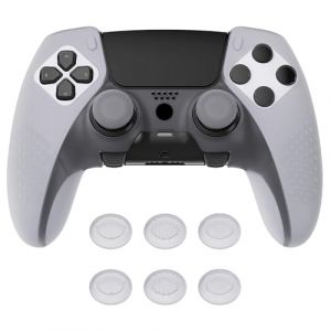 PlayVital Protection Manette pour ps5 Edge Controller,Coque Housse en Silicone pour ps5 Edge Manette avec 6 Capuchon Joystick,Coque Anti-dérapante pour ps5 Edge-Blanc Transparent(3D Studded Edition) (Game Skindecal Store, neuf)