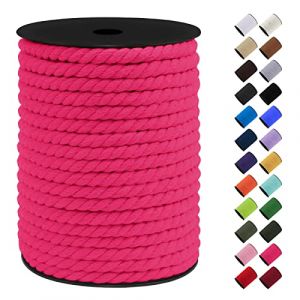LEREATI Corde Macramé 8mm, 40m Fil Macramé Ficelle Corde Cordon Coton Naturelle, Grosse Corde Douce pour DIY, Porte Plante Mural, Jardin Décoration, Artisanat (Rose Rouge) (LEREATI, neuf)