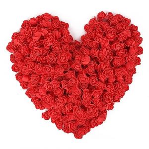 MUYAPAY 100Pcs Fleur Artificielle T&ecirc;te de Rose, Rose Artificielle Capitules Fleur Artificielle en Mousse pour Mariage Mari&eacute;e Bouquets,Saint Valentin D&eacute;corations (Rouge) (FENGXUEI, neuf)