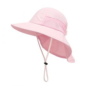 SEYUFN Bébé Chapeau de Soleil Fille Garçon Chapeau de Cou Protection Enfants Chapeaux de Seau Respirant Bébé Fille Chapeau de Plage Chapeaux d'été pour Tout-Petits (M (2-6 Ans), A-Rose) (JDSEU, neuf)